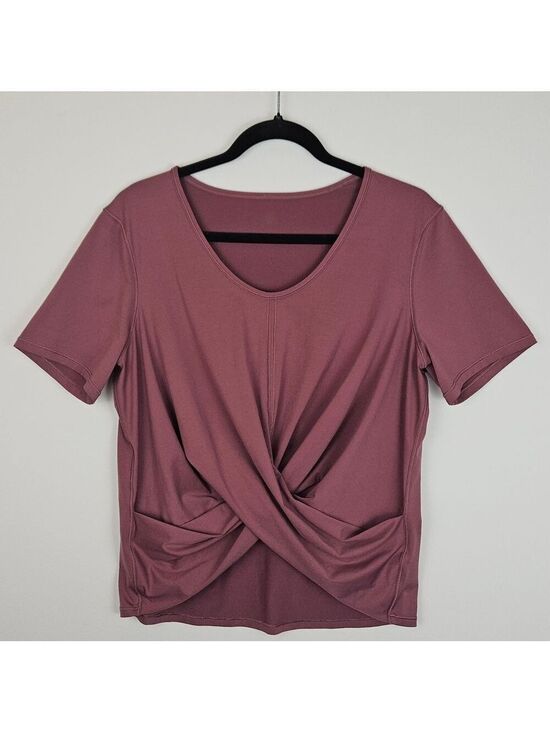 lululemon athletica Tops - Lululemon Twist Front Top Mauve Short Sleeve Workout Yoga Tee Size 8 Medium